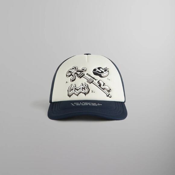Kith for Roommate Studio Nolan Foam Mesh Trucker Hat Torpedo Navy White O/S NWT - Picture 1 of 8